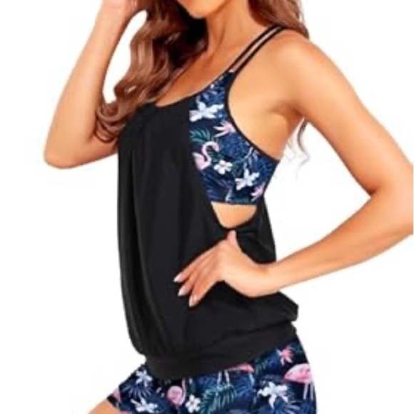 Womens Tankini Swimsuits with Boy Shorts Tummy Control Plus Size Modest 22W - Picture 5 of 6